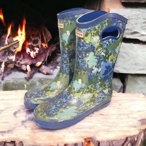Hunter for Target Kids' Size 5 Unisex Abstract Print Tall‎ Rain Boots Blue
